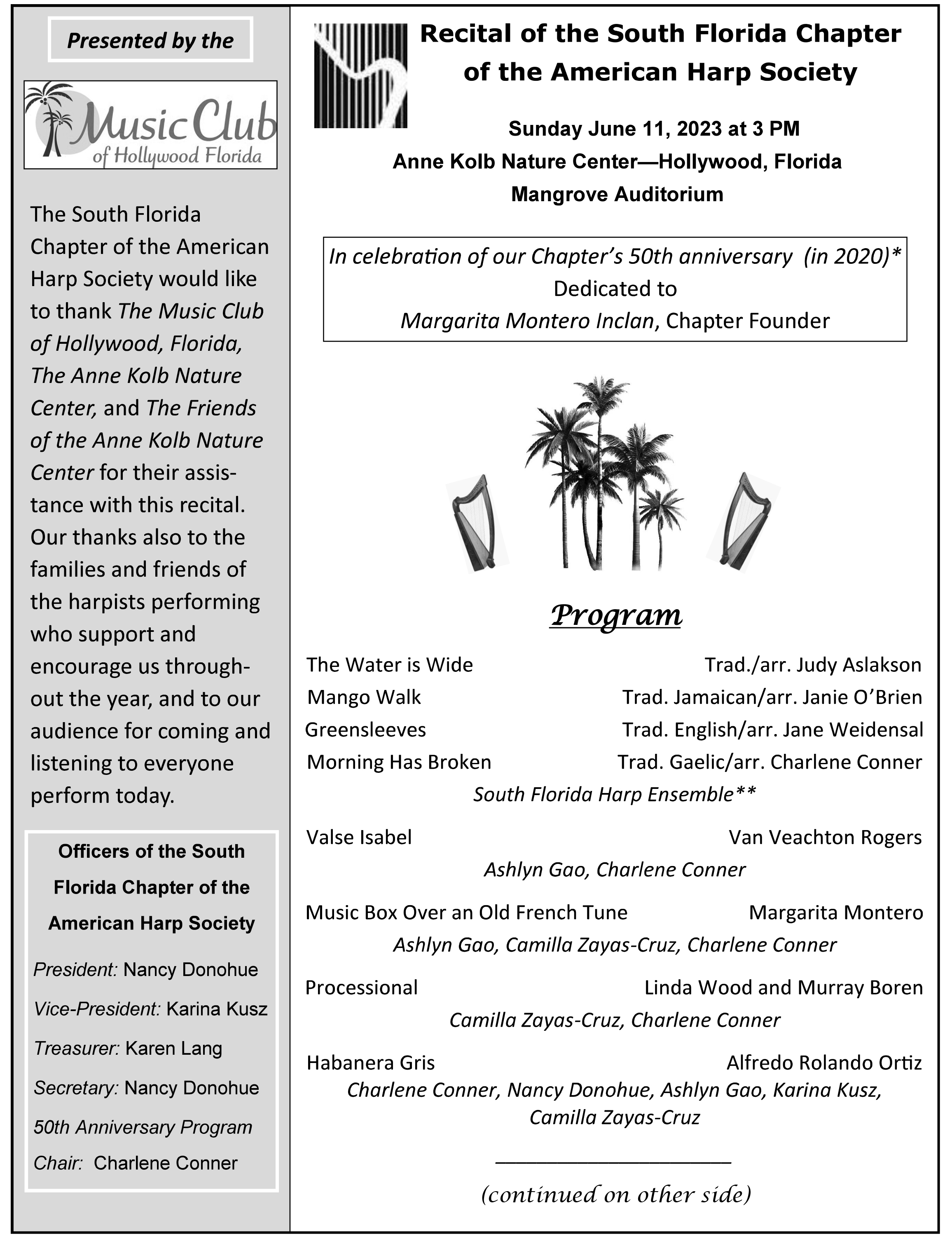 2023 Harp Society Recital Program
